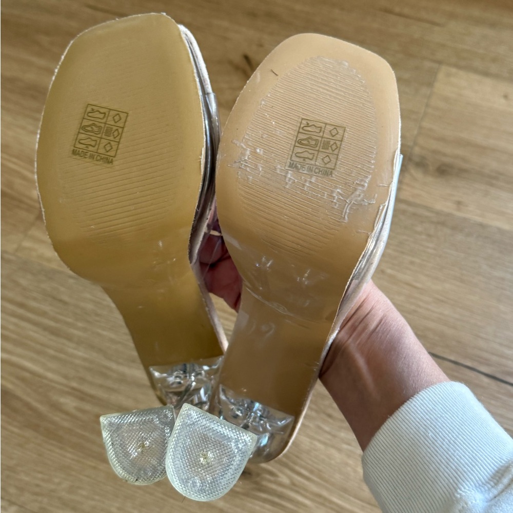SHEIN Nude and Clear Heeled Mules - Picture 5 of 5